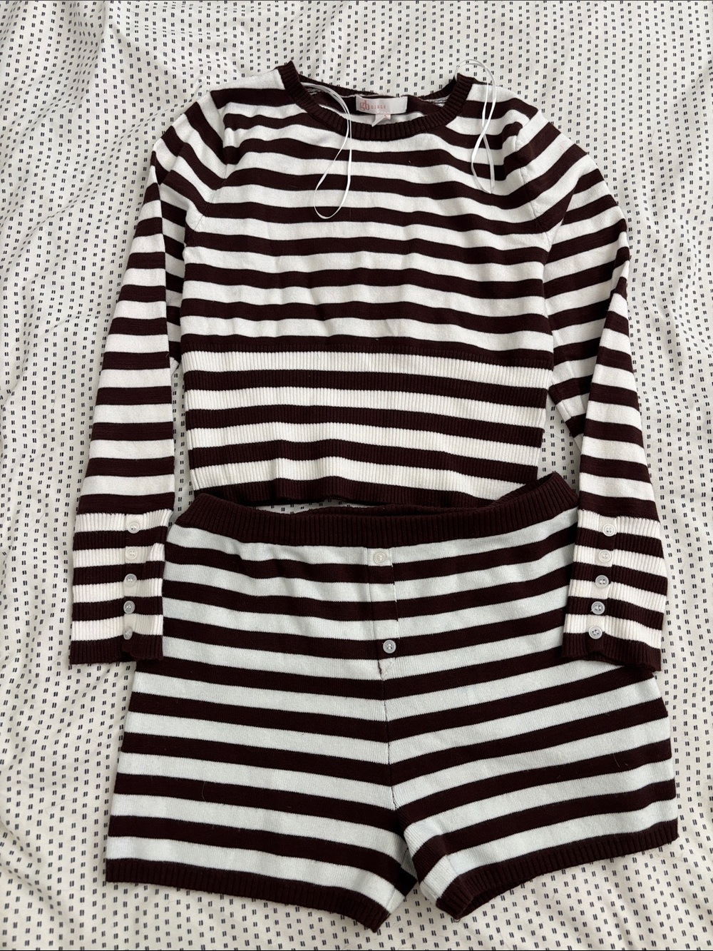 GB girls Brown and White Striped Knit Matching Set